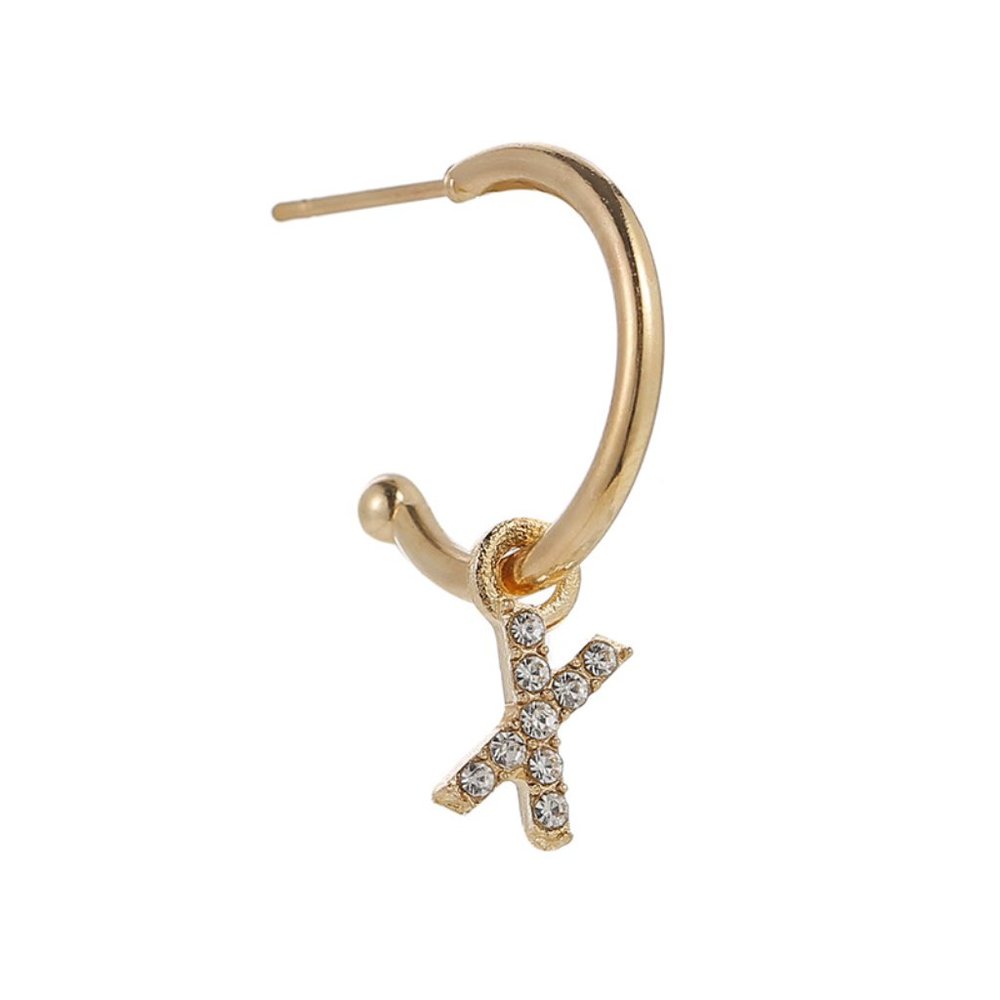Gold Tone Alphabet Initial Earring Letter X 3 Pack